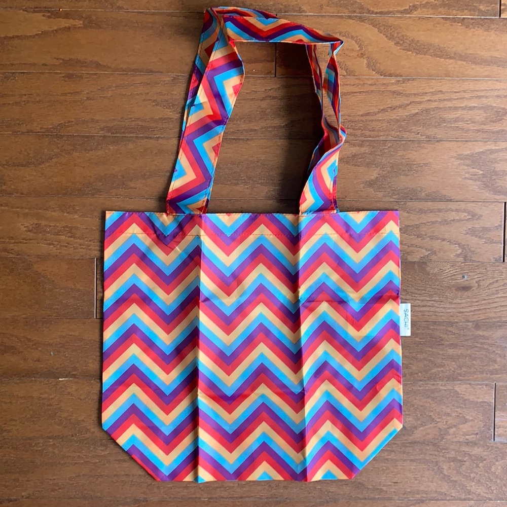 SACHI Chevron Colorful Stripe Tote Bag Packable Lightweight